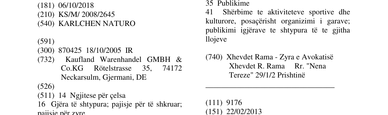 Zëri i markës KARLCHEN NATURO në buletin