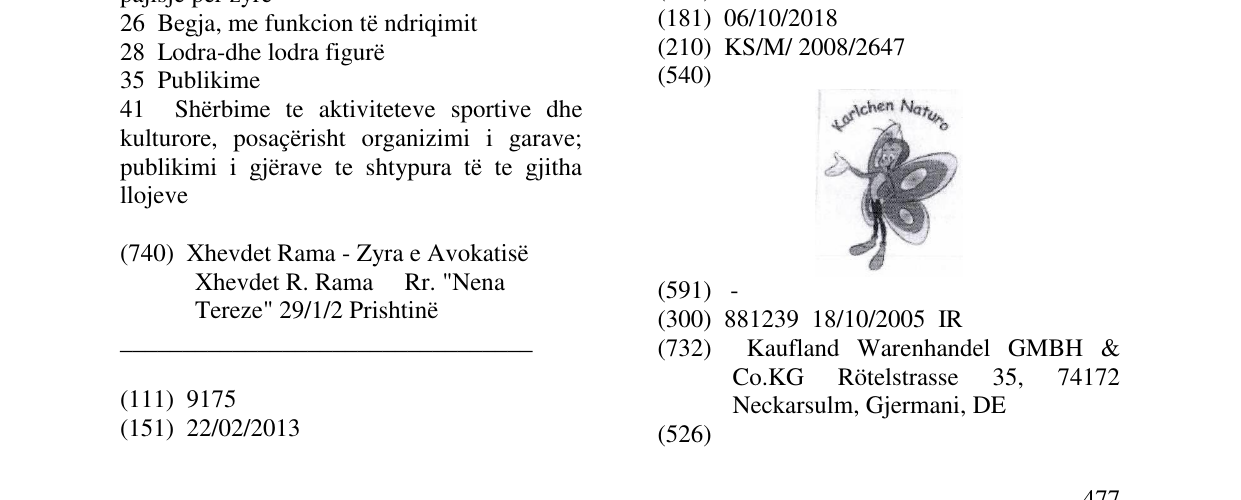 Zëri i markës Karlchen Naturo në buletin