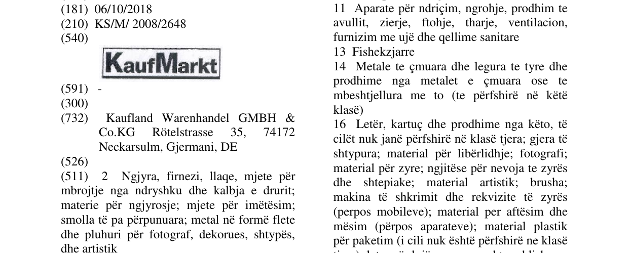 Zëri i markës KaufMarkt në buletin