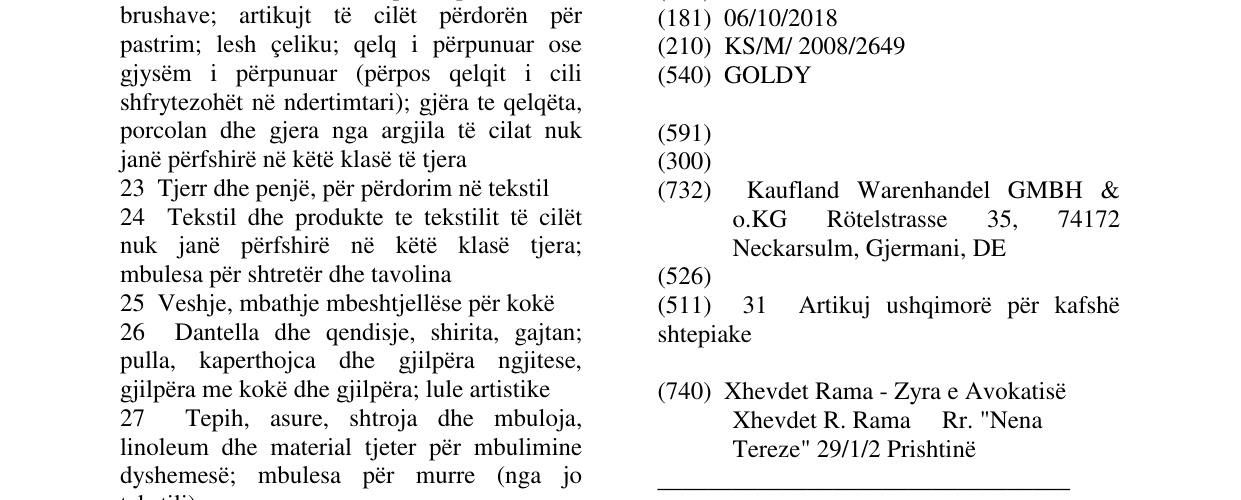 Zëri i markës GOLDY në buletin