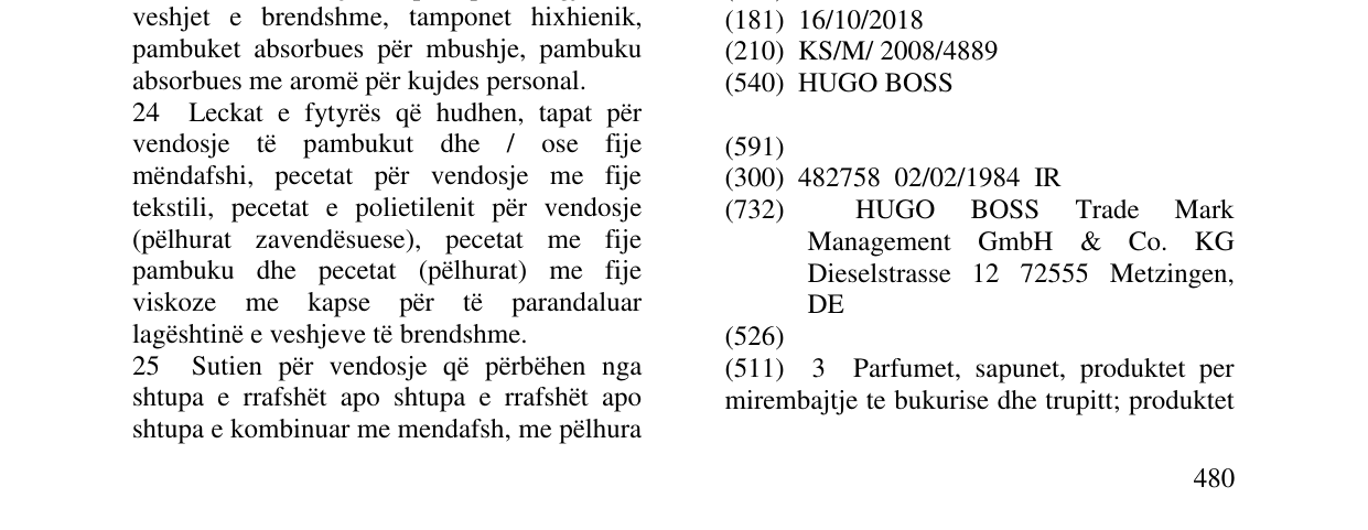 Zëri i markës HUGO BOSS në buletin
