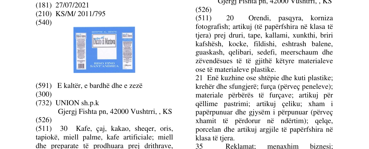 Zëri i markës DUCATO DI MANTOVA në buletin