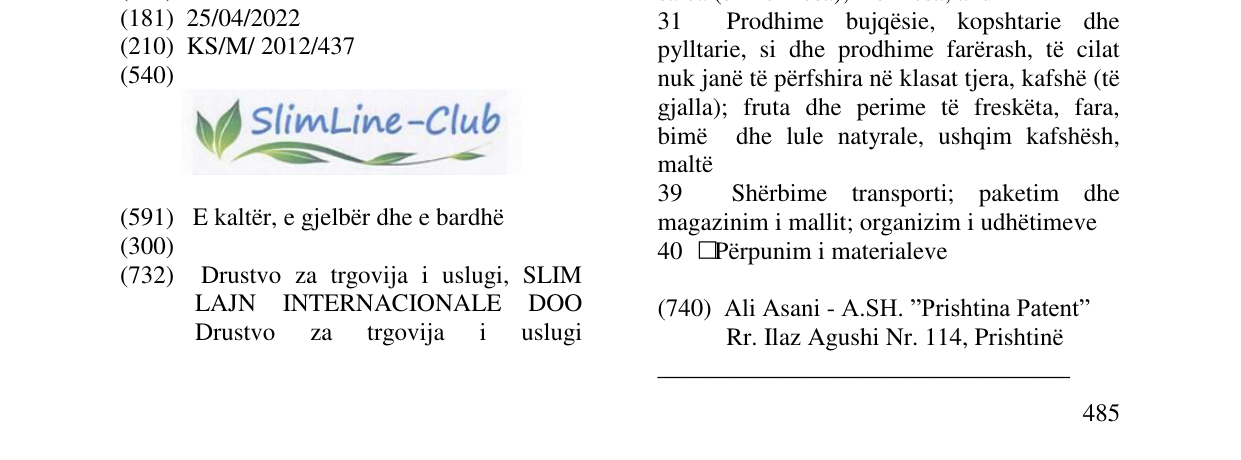 Zëri i markës SlimineLine -Club në buletin