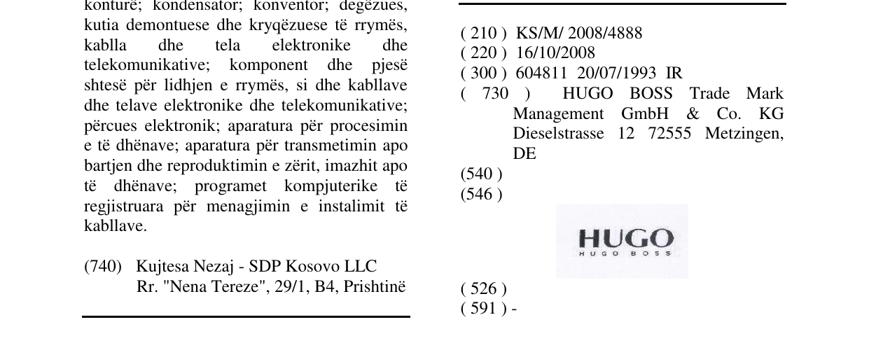 Zëri i markës HUGO BOSS në buletin