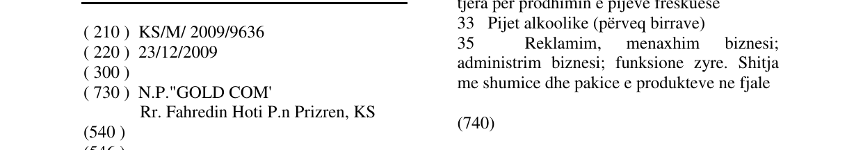 Zëri i markës Cola në buletin