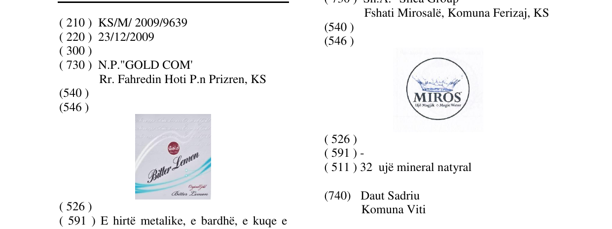 Zëri i markës Bitter Lemon në buletin