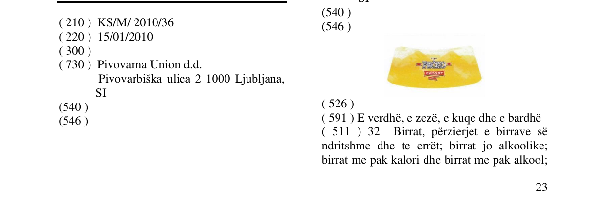 Zëri i markës PECKO në buletin