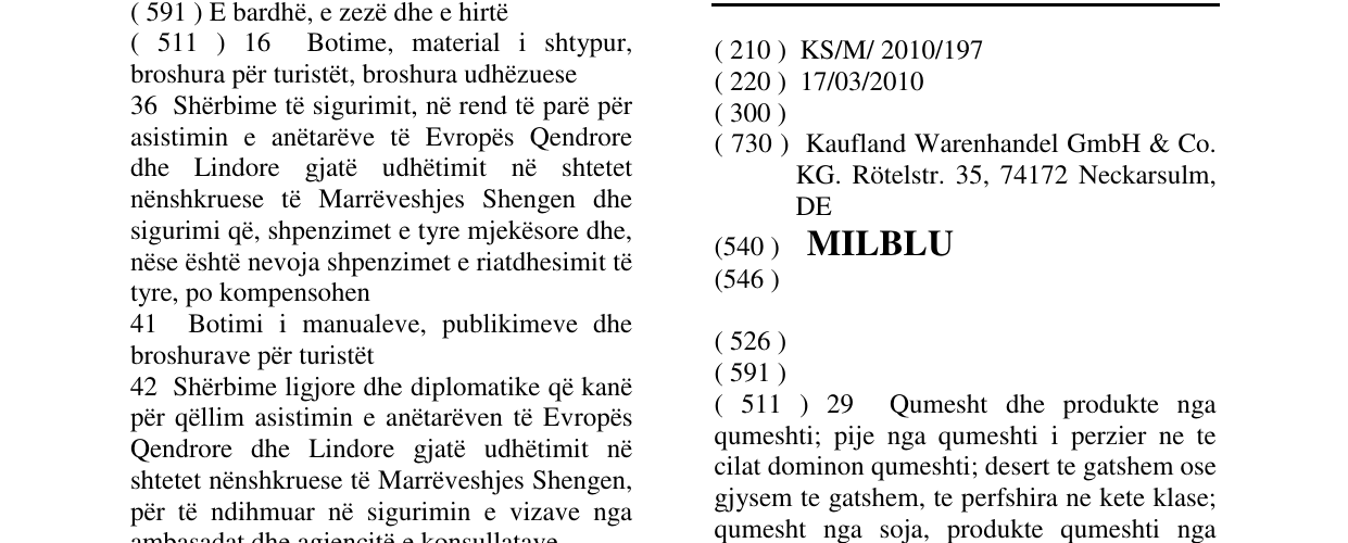 Zëri i markës MILBLU në buletin