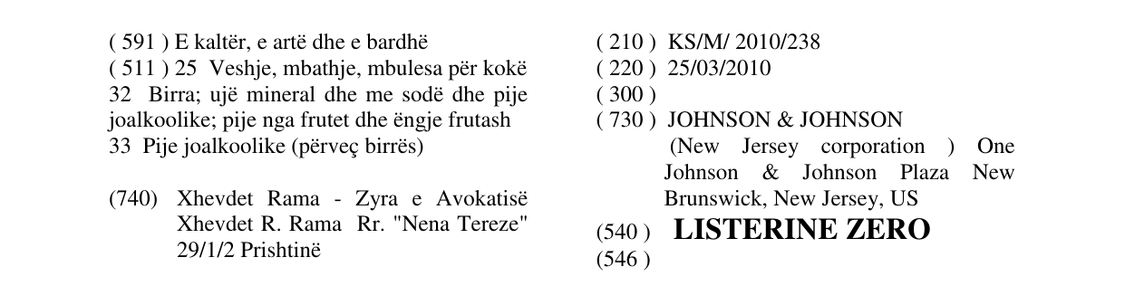 Zëri i markës LISTERINE ZERO në buletin