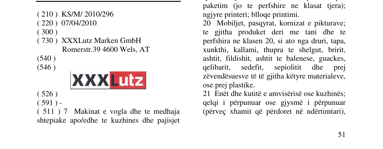 Zëri i markës XXXLutz në buletin