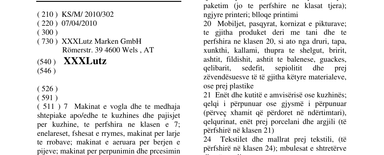 Zëri i markës XXXLutz në buletin