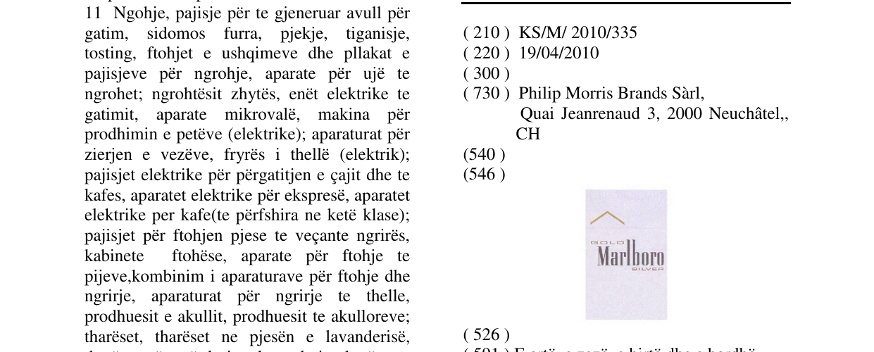 Zëri i markës Marlboro GOLD SILVER në buletin