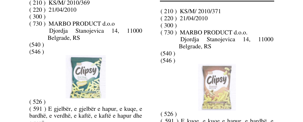 Zëri i markës Clipsy Peanuts në buletin