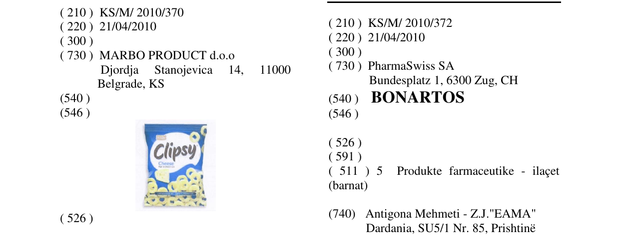 Zëri i markës BONARTOS në buletin