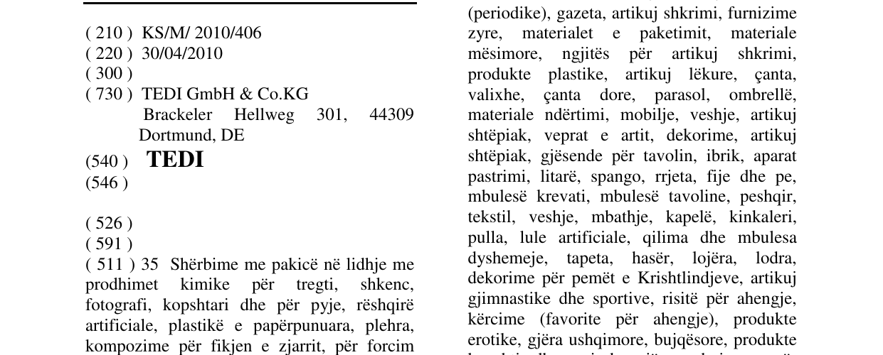 Zëri i markës TEDI në buletin