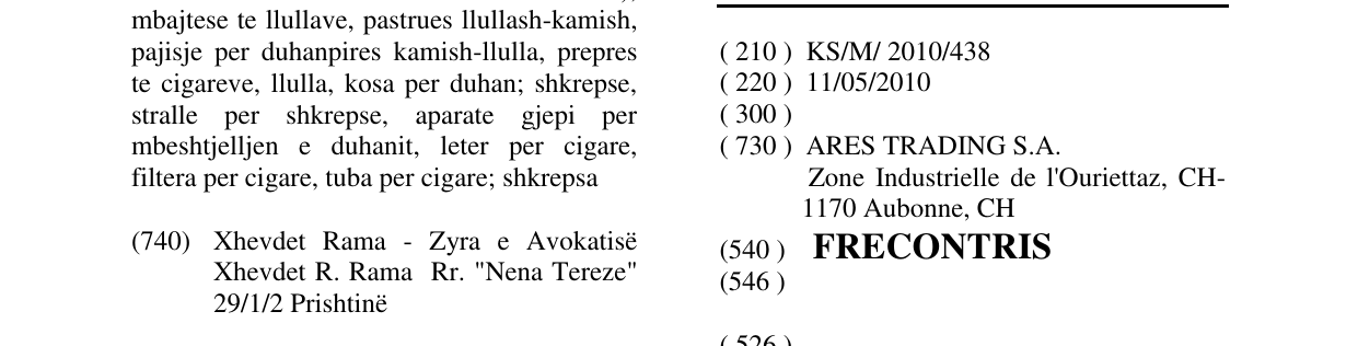 Zëri i markës FRECONTRIS në buletin