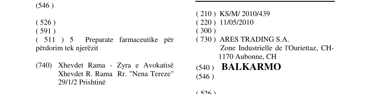 Zëri i markës BALKARMO në buletin