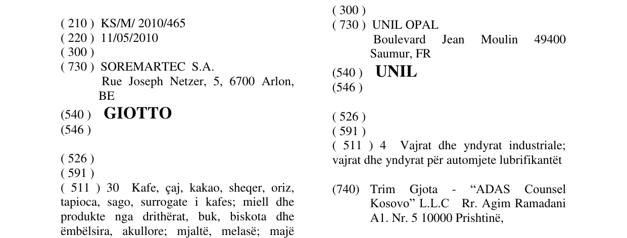 Zëri i markës GIOTTO në buletin