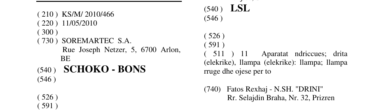 Zëri i markës SCHOKO - BONS në buletin
