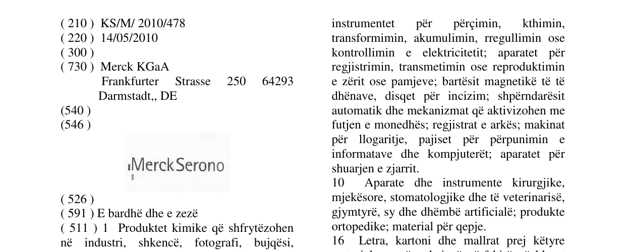 Zëri i markës Merck Serono në buletin