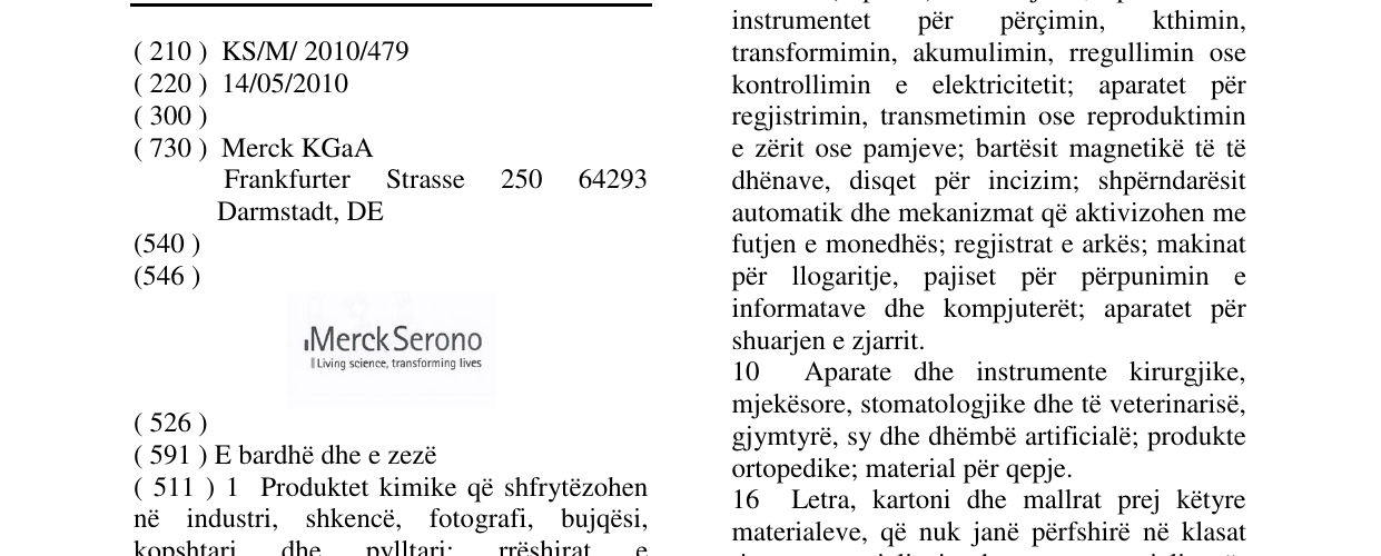 Zëri i markës Merck Serono në buletin
