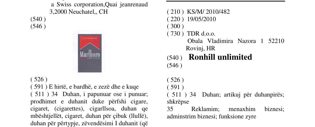 Zëri i markës Ronhill unlimited në buletin
