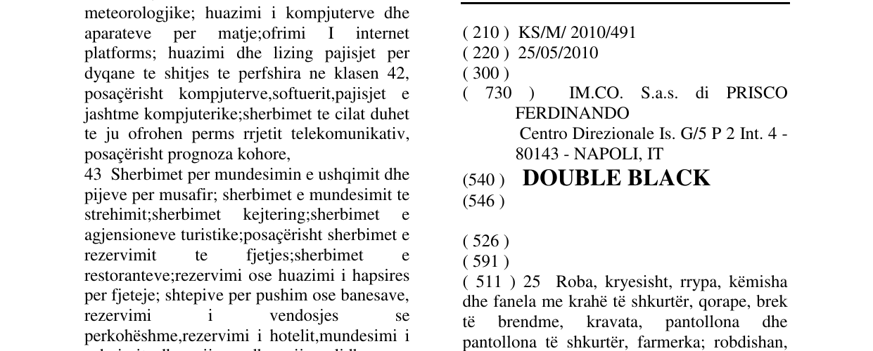 Zëri i markës DOUBLE BLACK në buletin
