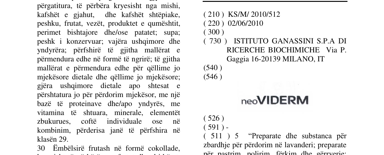 Zëri i markës neoVIDERM në buletin
