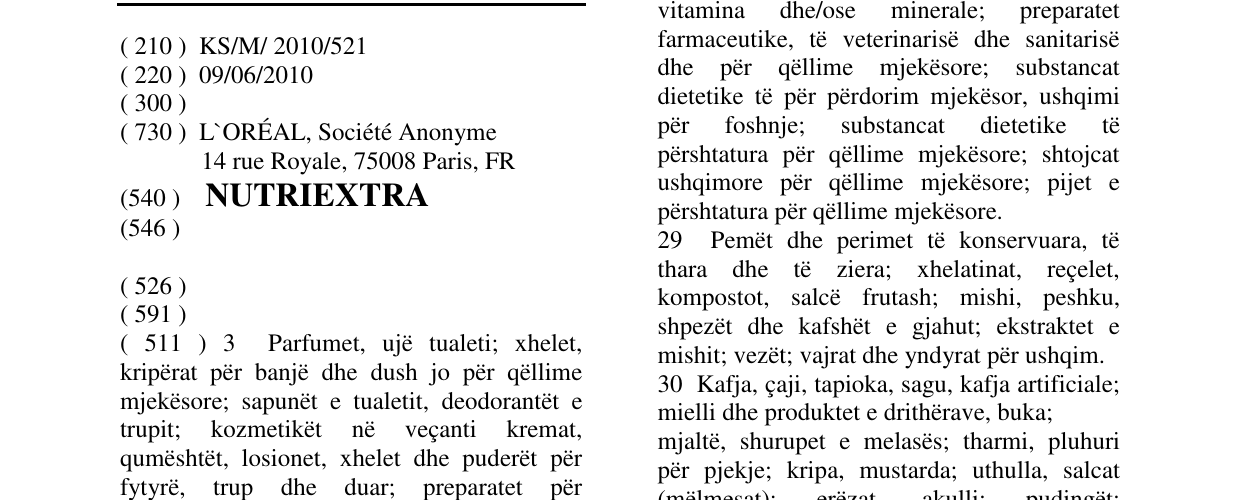 Zëri i markës NUTRIEXTRA në buletin