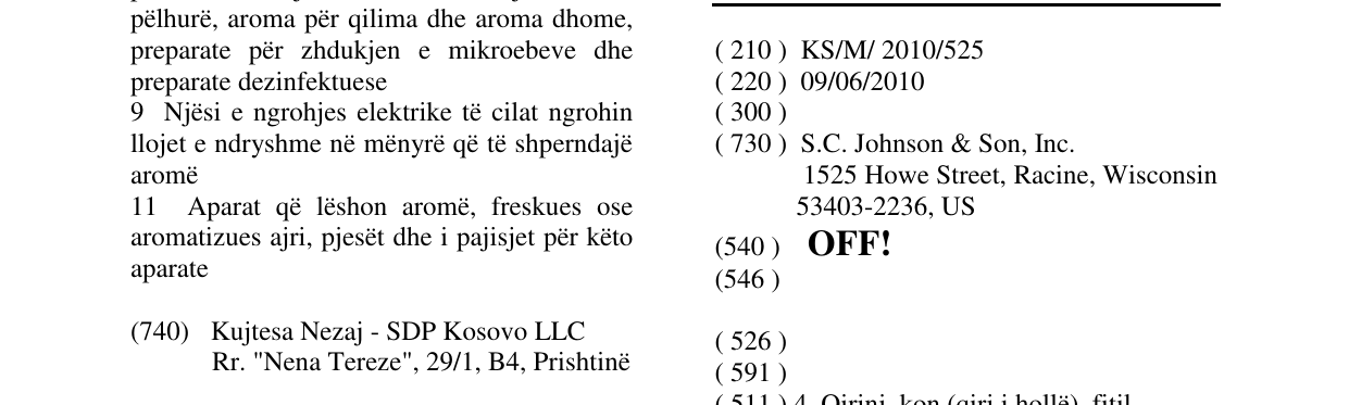 Zëri i markës OFF! në buletin