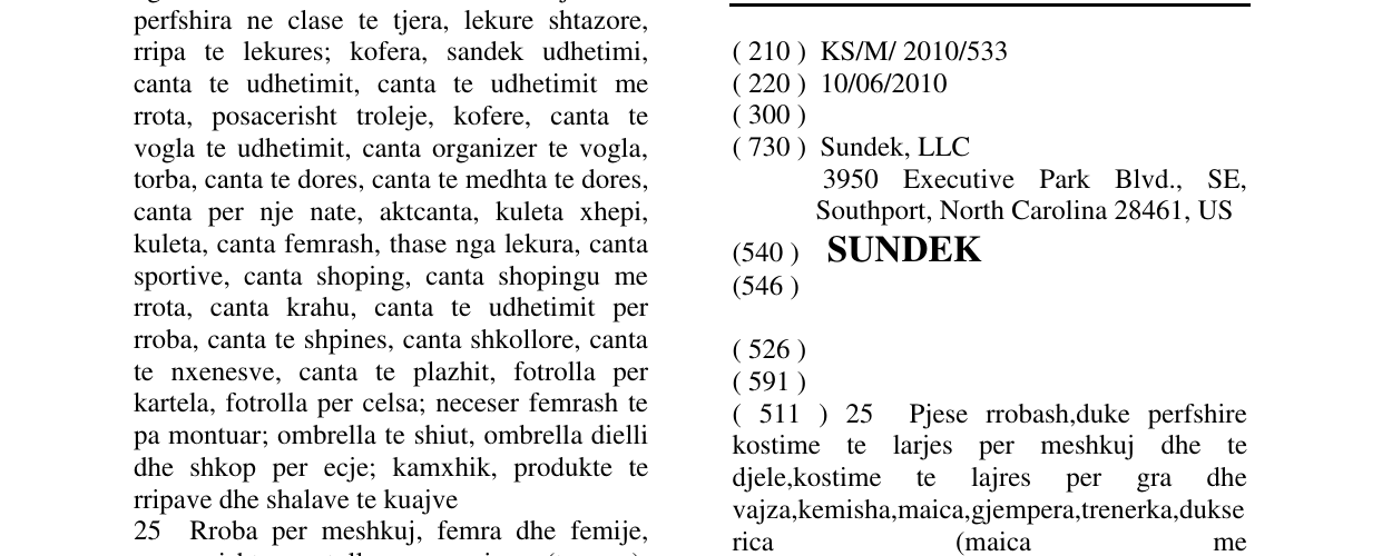 Zëri i markës SUNDEK në buletin