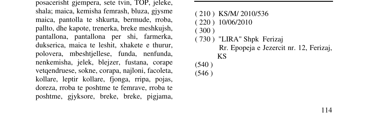 Zëri i markës LIRA BRAND në buletin