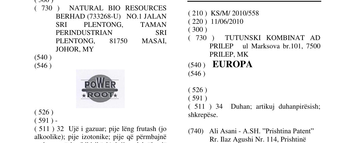 Zëri i markës EUROPA në buletin