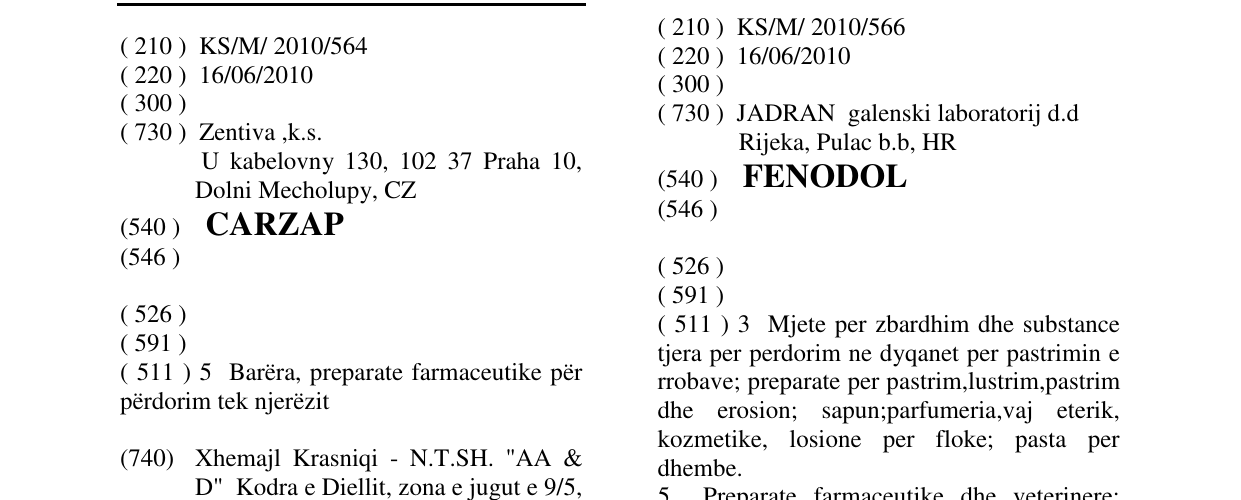 Zëri i markës CARZAP në buletin