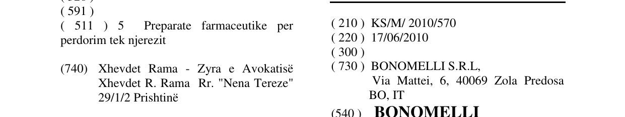 Zëri i markës BONOMELLI në buletin