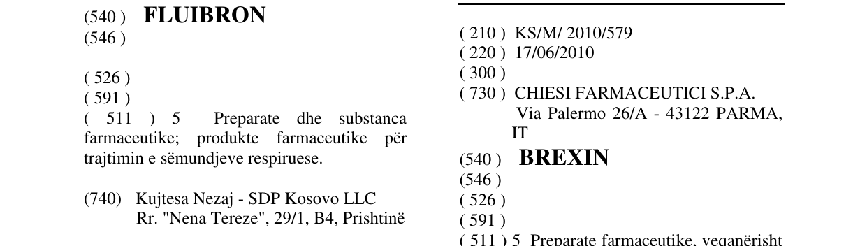 Zëri i markës BREXIN në buletin