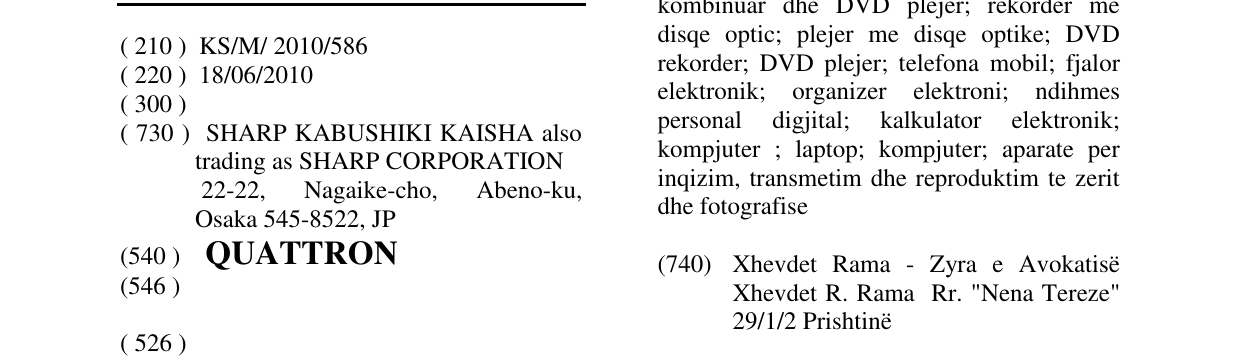 Zëri i markës QUATTRON në buletin
