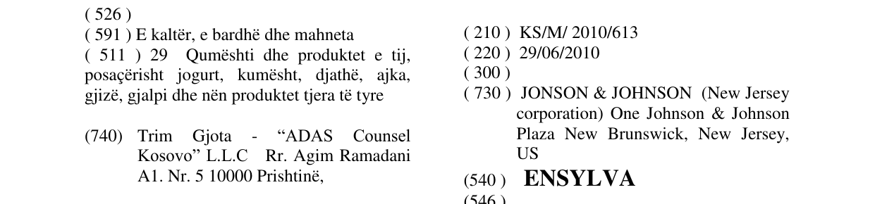 Zëri i markës ENSYLVA në buletin