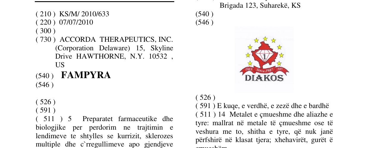 Zëri i markës FAMPYRA në buletin