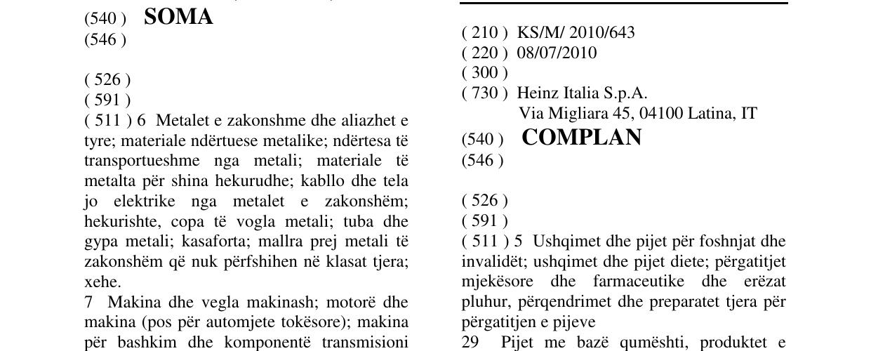 Zëri i markës COMPLAN në buletin