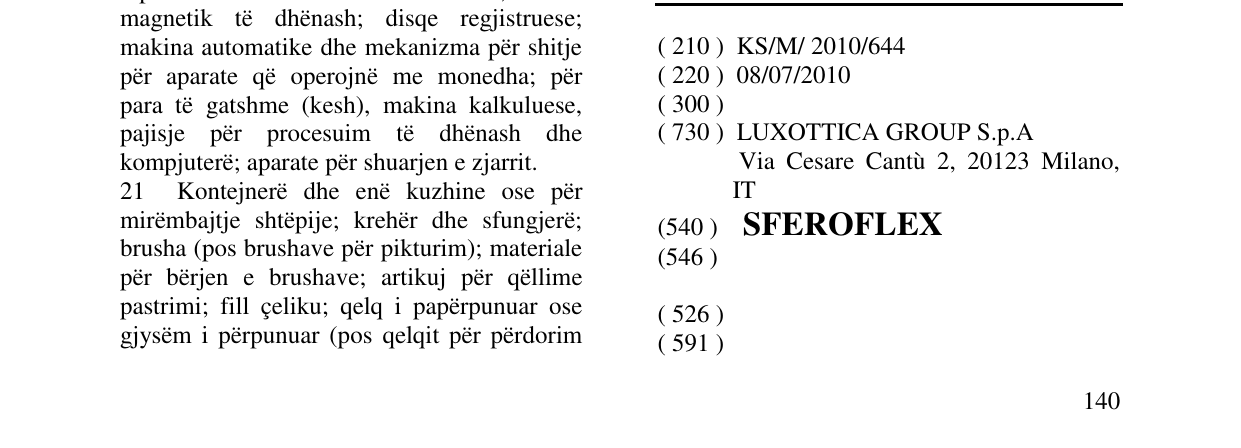 Zëri i markës SFEROFLEX në buletin