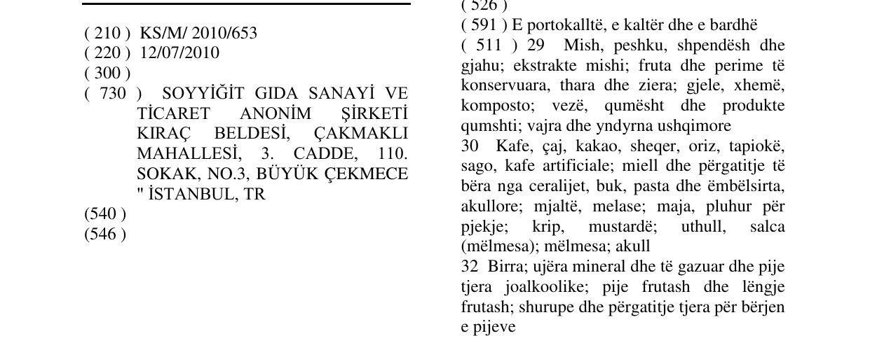 Zëri i markës Kent BORINGER TRIX në buletin