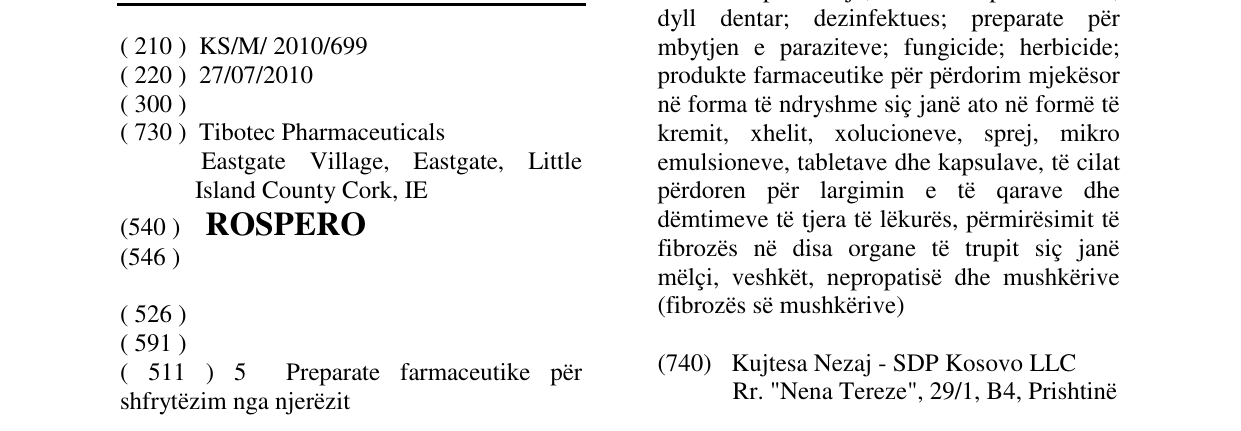 Zëri i markës ROSPERO në buletin
