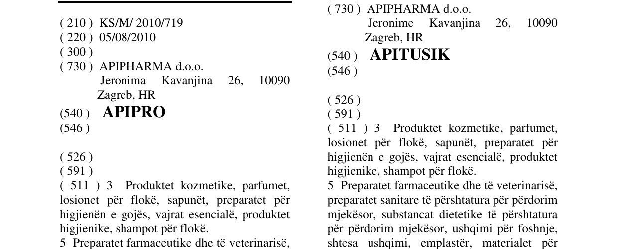 Zëri i markës APIPRO në buletin