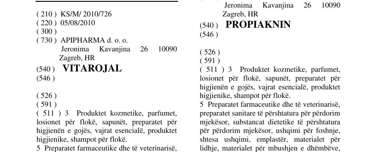 Zëri i markës VITAROJAL në buletin