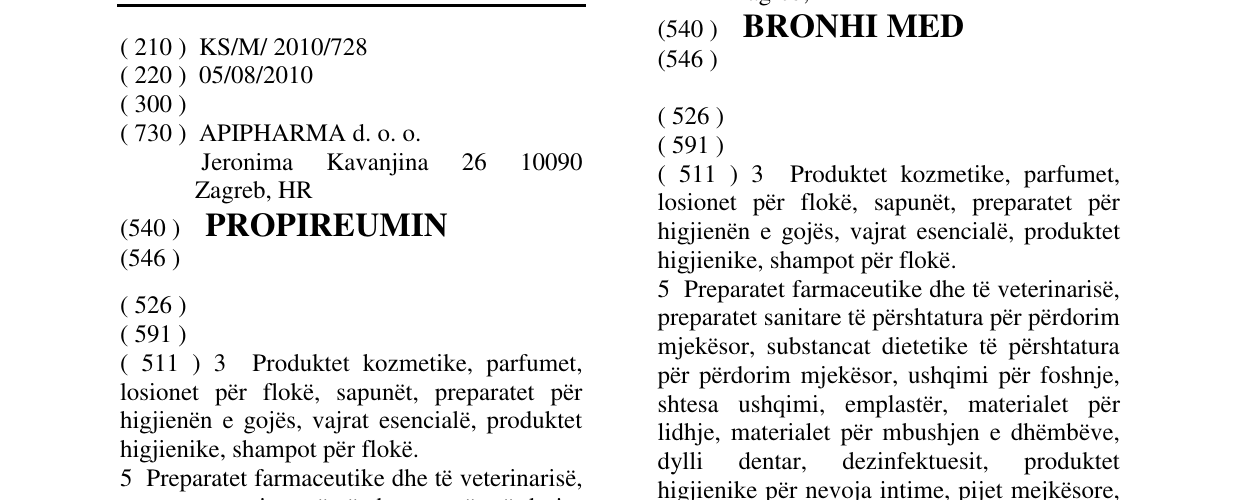 Zëri i markës PROPIREUMIN në buletin