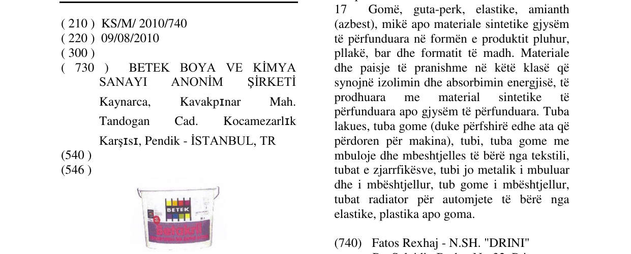 Zëri i markës BETEK në buletin