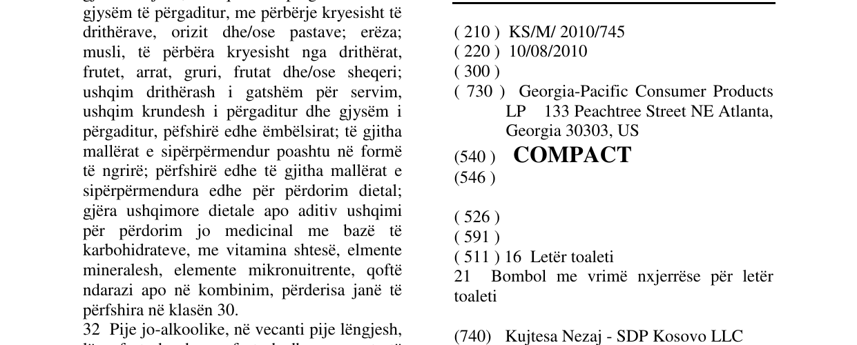 Zëri i markës COMPACT në buletin