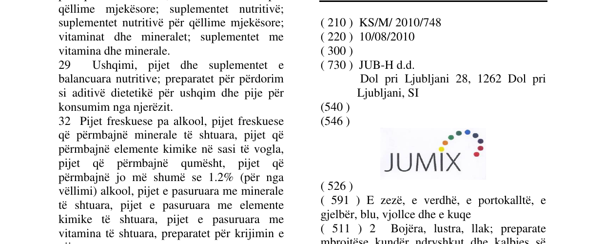 Zëri i markës JUMIX në buletin