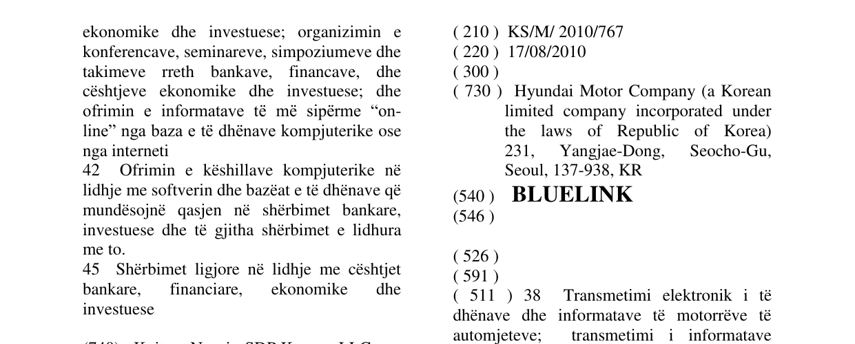 Zëri i markës BLUELINK në buletin